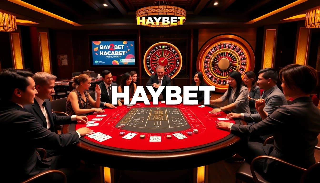 Exciting Baccarat action with HAYBET branding and professional casino ambiance.