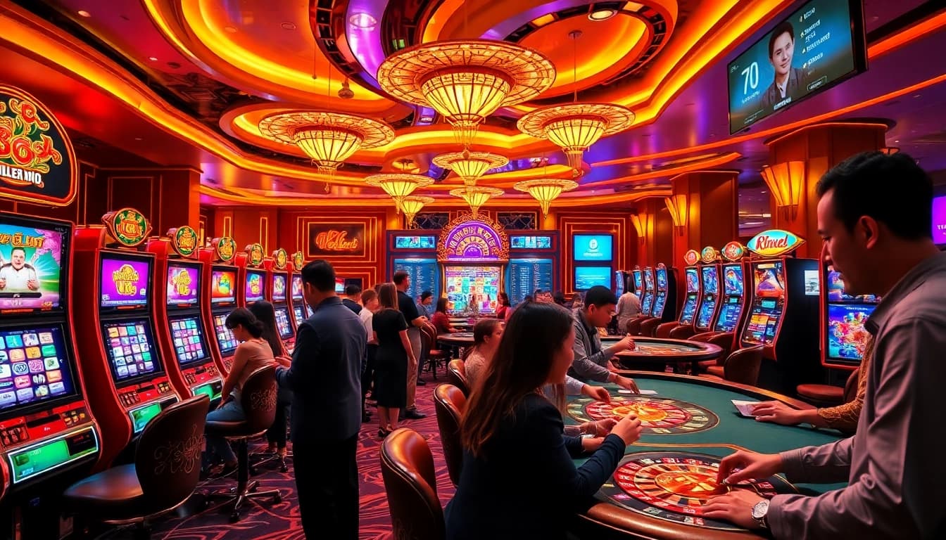 Engaging players enjoy big wins with the LUCKY88 APP at a vibrant casino.