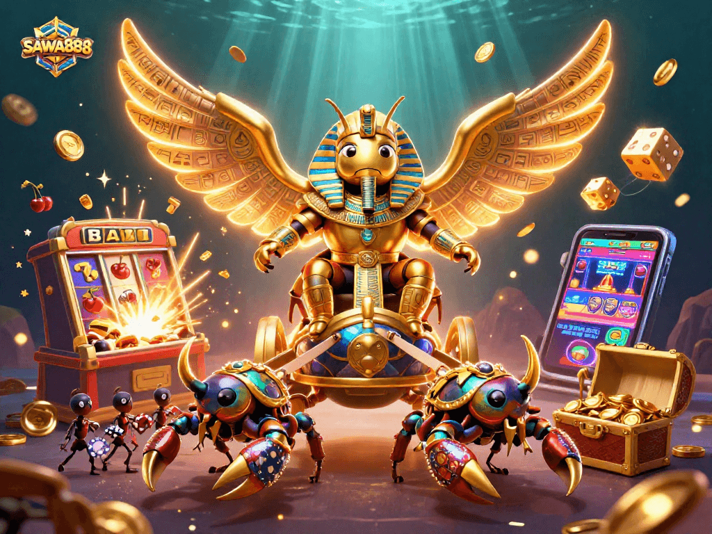 Experience thrilling gameplay with SAWA888 as vibrant symbols burst from the jackpot slot machine.