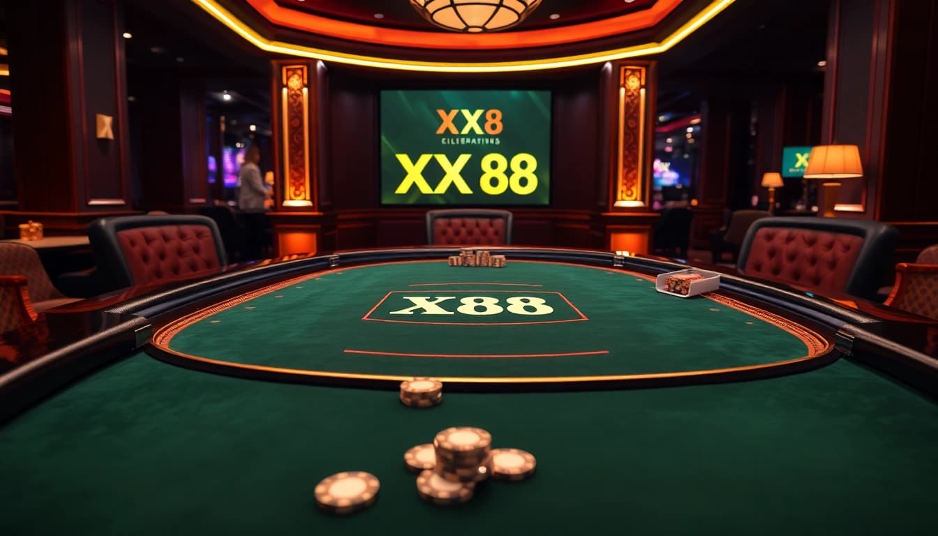 Experience luxury gaming at XX 88 with vibrant casino visuals featuring live blackjack tables.