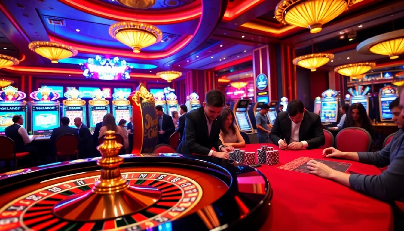 Exciting gameplay at Lucky88 casino with players ensconced around a roulette table.