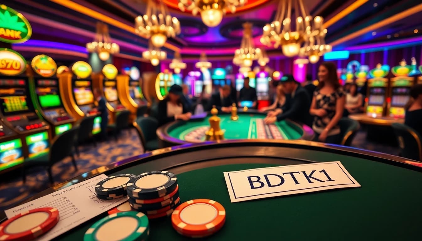 The thrill of BDTK1 gaming at a luxurious casino table with vibrant action and colorful chips.
