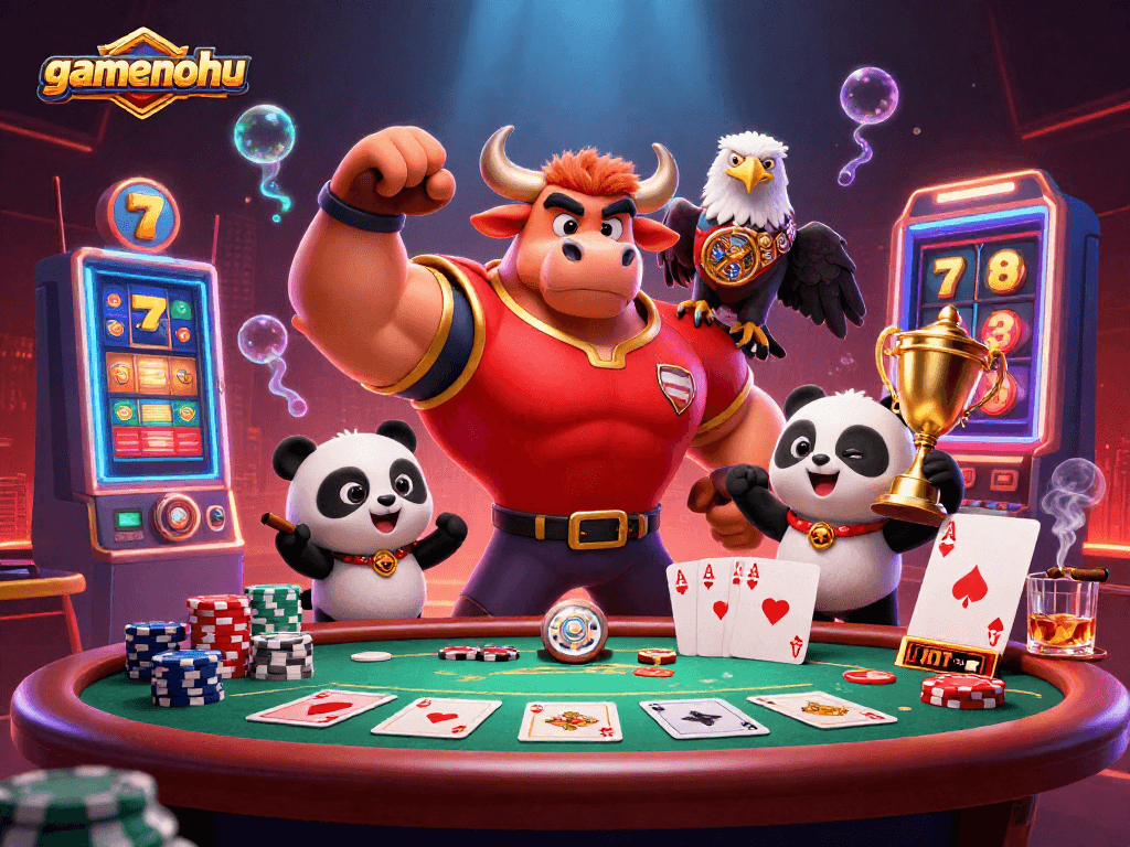 Engage with gamenohu's thrilling slots and jackpots amidst a vibrant casino atmosphere.