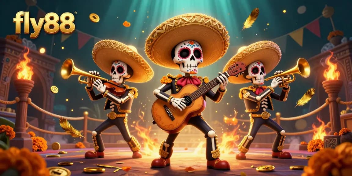 Experience immersive gameplay at fly88 with a vibrant scene featuring a mariachi band in a casino.