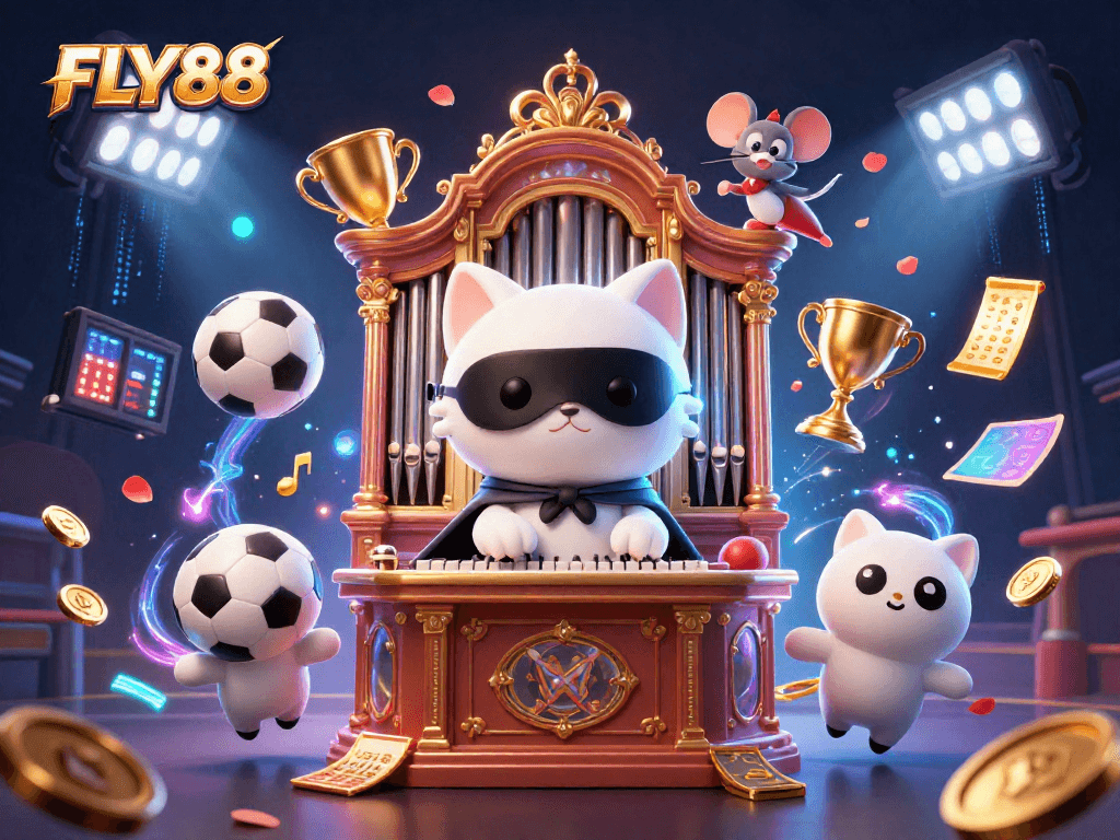 Experience the thrill of FLY88 as the cartoon phantom entertains at the casino in this vibrant 3D scene.