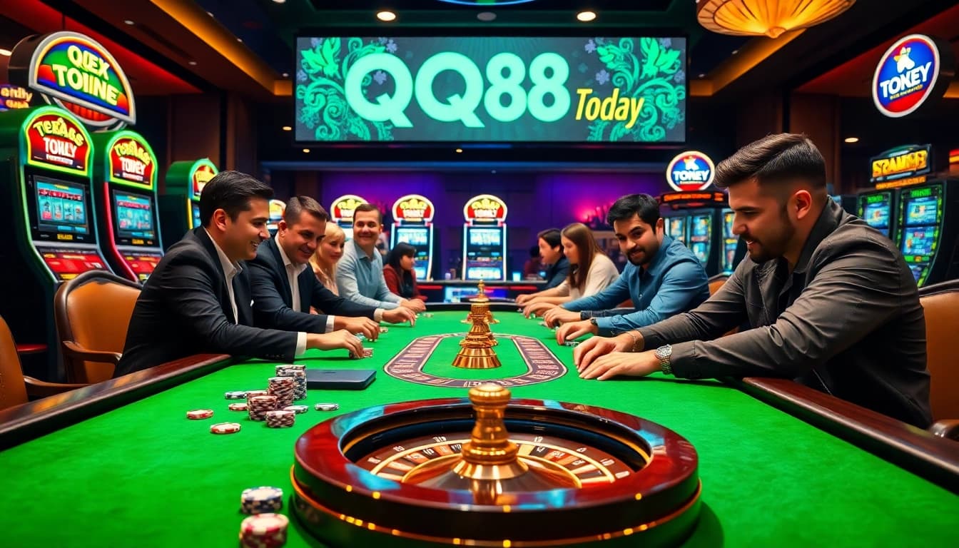 Experience the excitement at QQ88 Today with engaging gambling games and vibrant casino visuals.