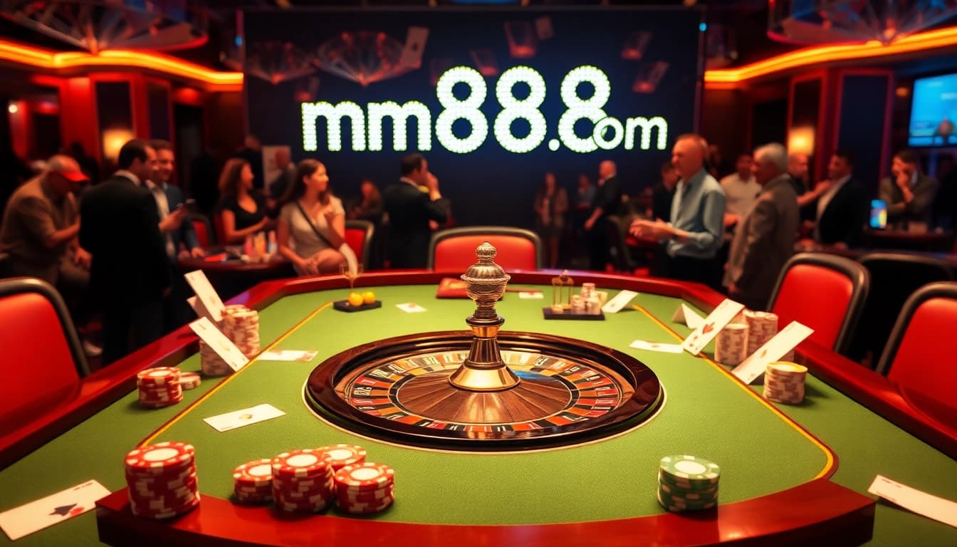 Experience thrilling gameplay at MM88 com's upscale casino tables with excited players.