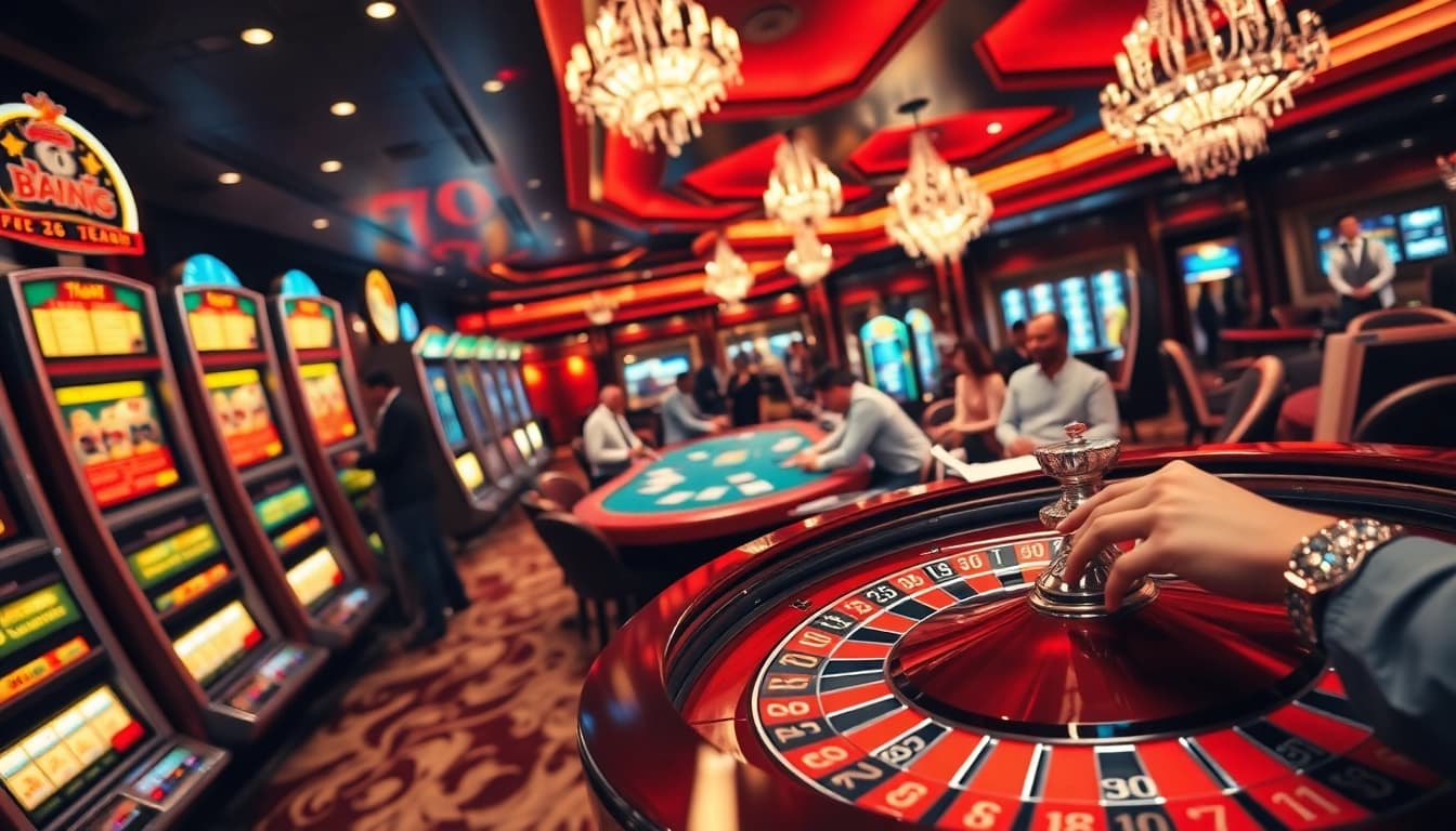 Players placing bets at luxury casino tables in 79king, showcasing excitement and high-stakes gambling.
