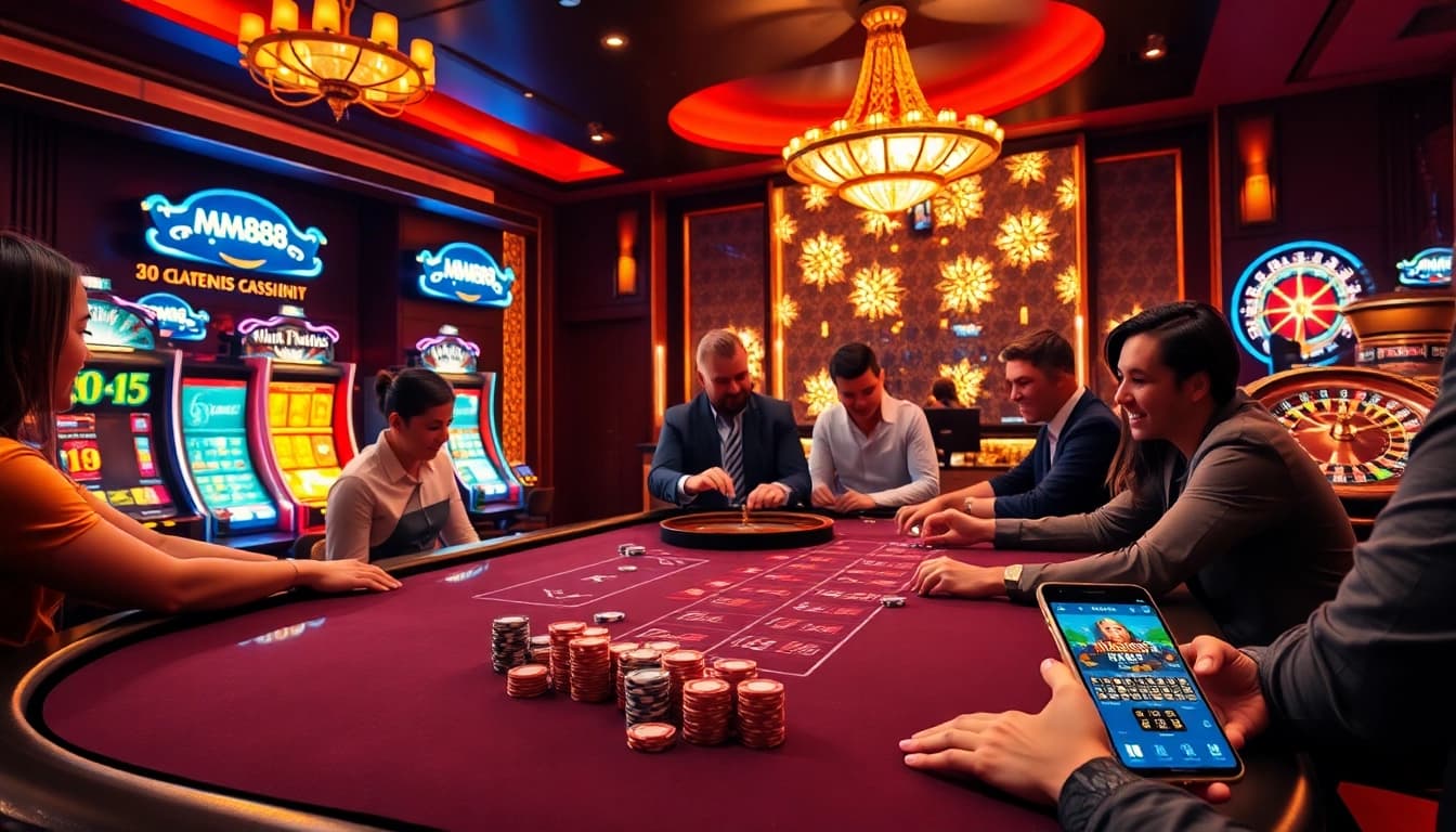 Experience the excitement of MM88 casino gaming with players engaging at the poker table.