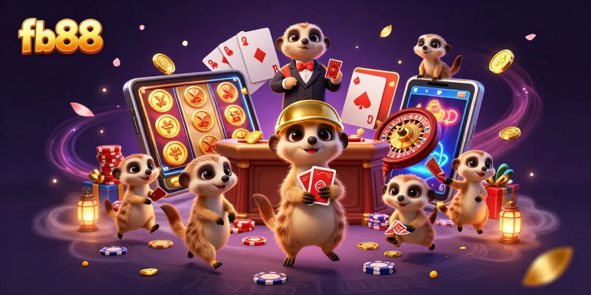 Engaging meerkats at fb88 casino illustrating dynamic gaming experience with slot games and prizes.