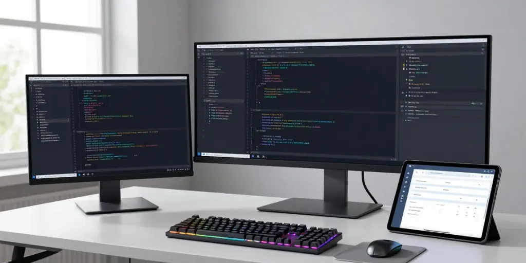 Buy .co.uk domain in a modern tech workspace focused on software development and efficient domain registration.