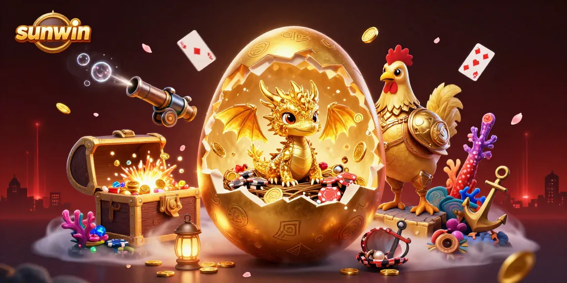 Play thrilling games at Sunwin featuring a glorious golden dragon amidst poker chips.
