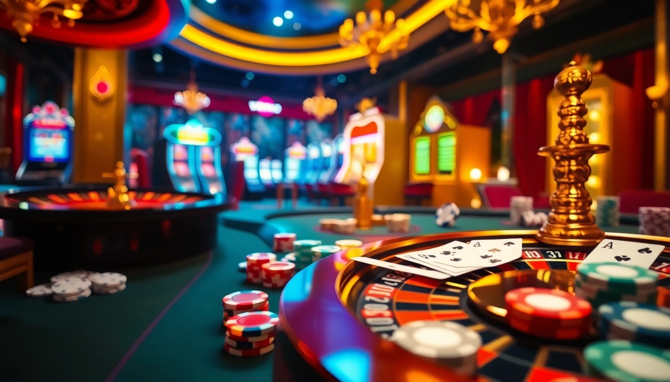 Intense poker action at https://888vnd.space/ showcasing colorful chips and a roulette wheel.