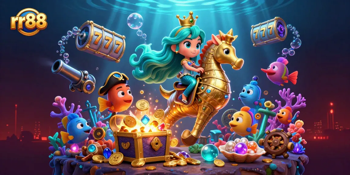 Experience thrilling gameplay with rr88 featuring a serene mermaid and her underwater treasures in a vibrant casino setting.
