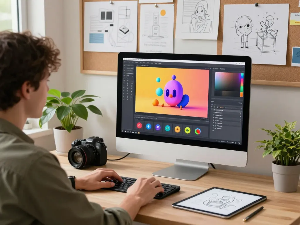 Creating stunning visuals with nano banana 2 AI image editor in a vibrant workspace.