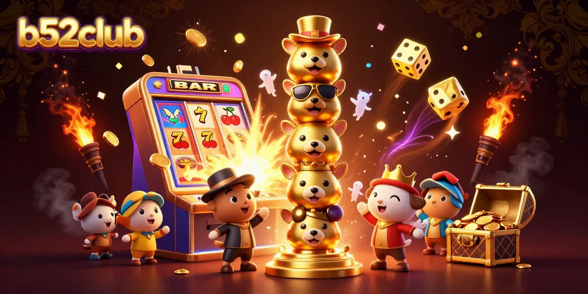 Experience the excitement at b52club with colorful slot machines and a vibrant casino atmosphere.