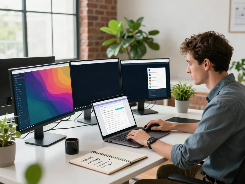 SEO specialist optimizing instant indexing strategies in a modern workspace.