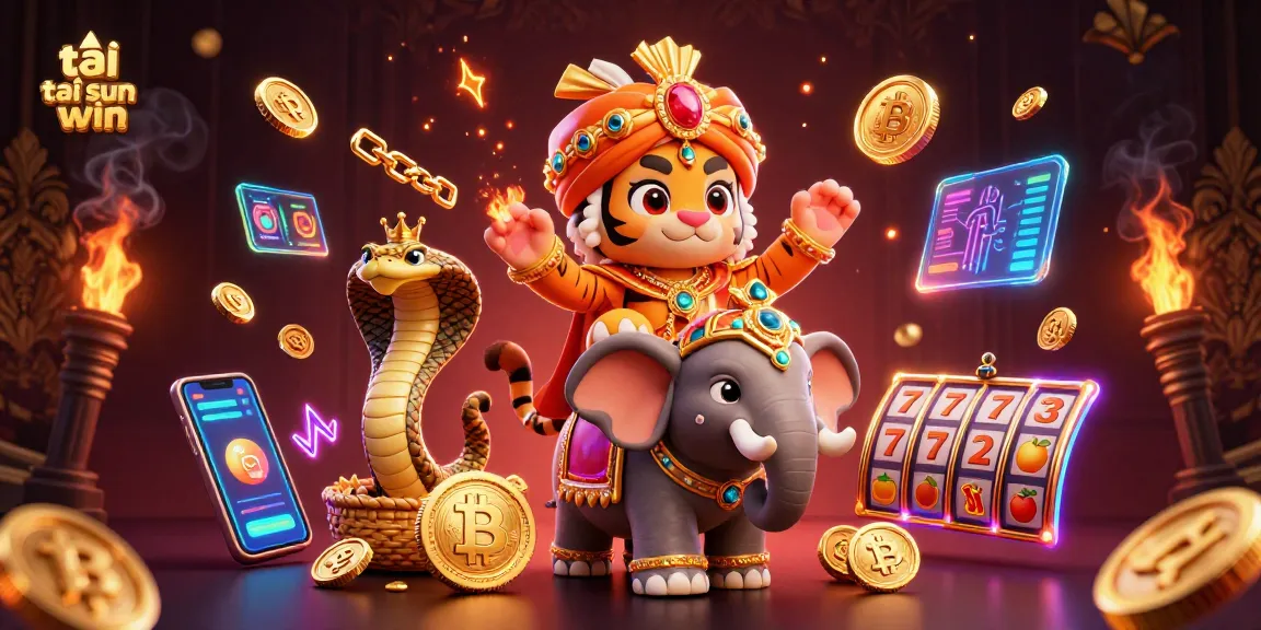 Join the adventure with tải sun win as a majestic tiger rides an elephant in a rich casino scene.