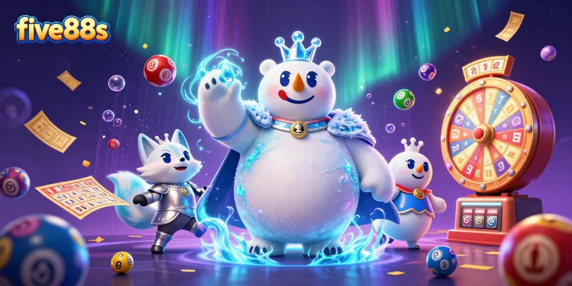 Engage in gaming excitement with five88s amidst colorful lottery balls and dynamic prizes.