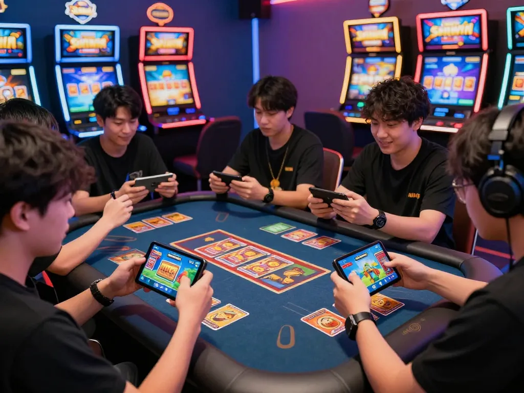 Excited players exploring the Sunwin app while engaging in thrilling games, tải sunwin for an immersive gaming experience.