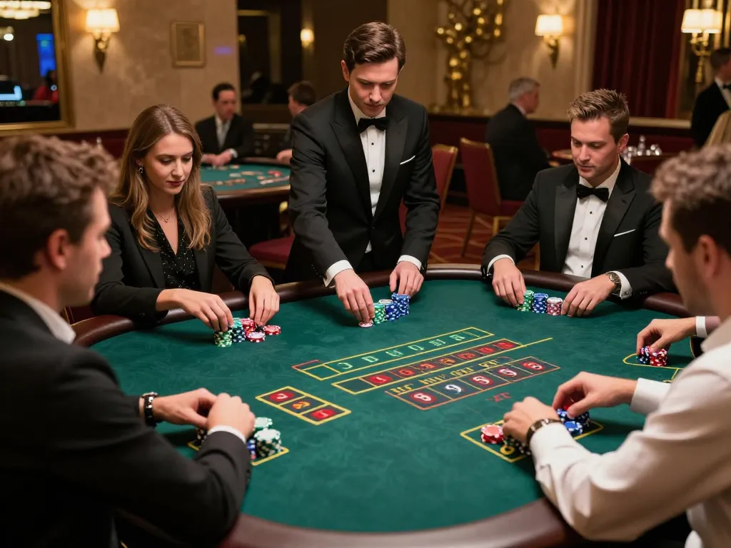 C168 players making strategic bets at an upscale blackjack table in a professional casino environment