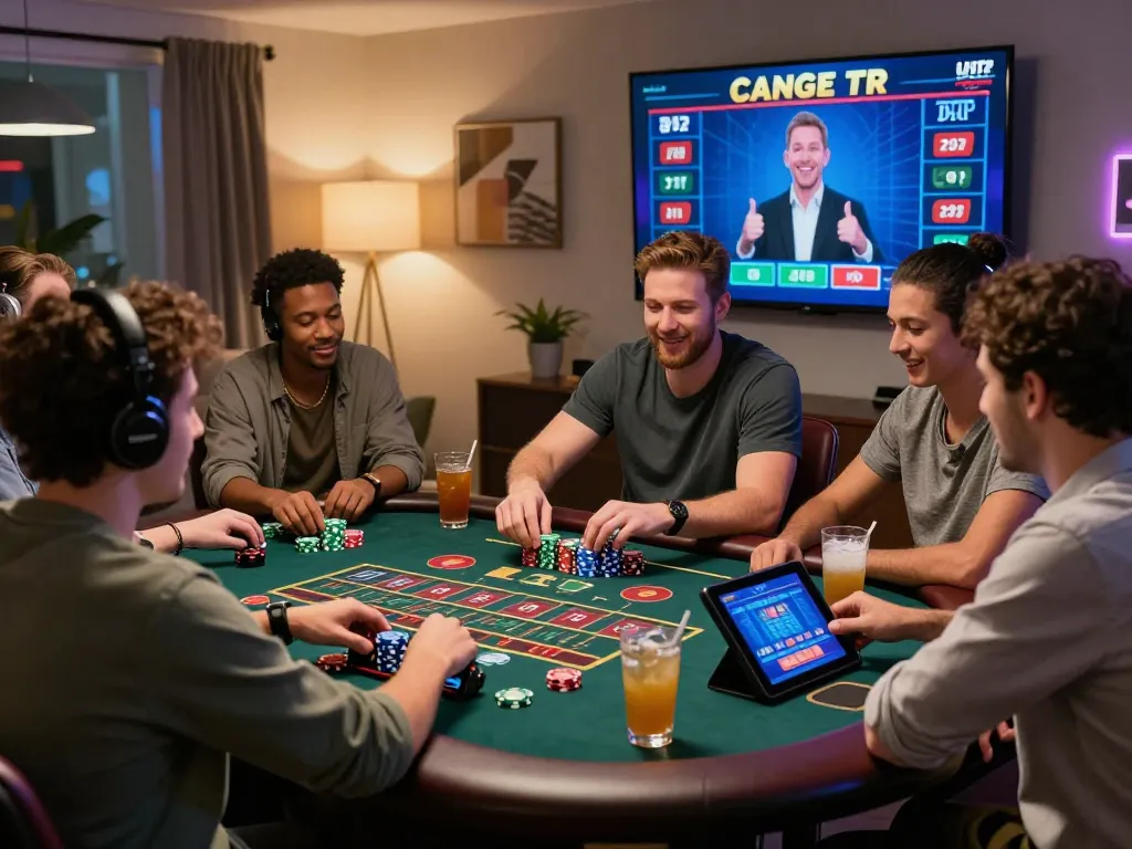 Dynamic online gambling setup with players engaging at a virtual casino featuring xx88 and a live dealer.
