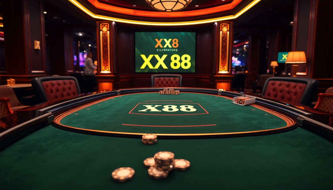 Experience luxury gaming at XX 88 with vibrant casino visuals featuring live blackjack tables.