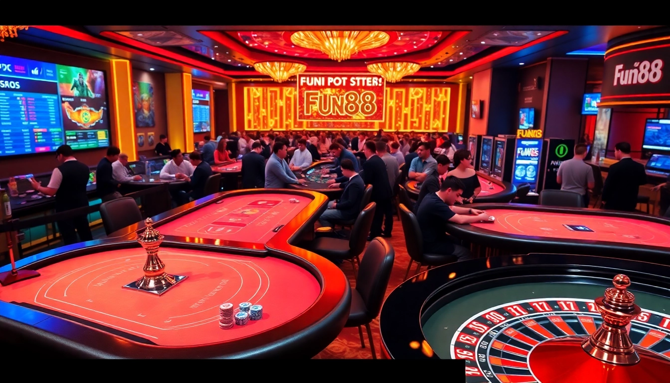 Engaging online gambling scene at Fun88, showcasing various betting activities, including หน้าแรก fun88.