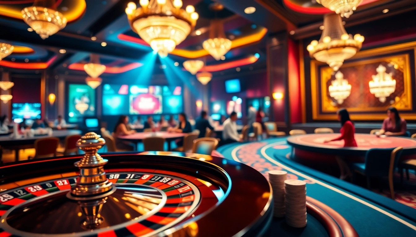 Experience high-stakes excitement at one 88's luxurious casino featuring poker tables and roulette wheels.