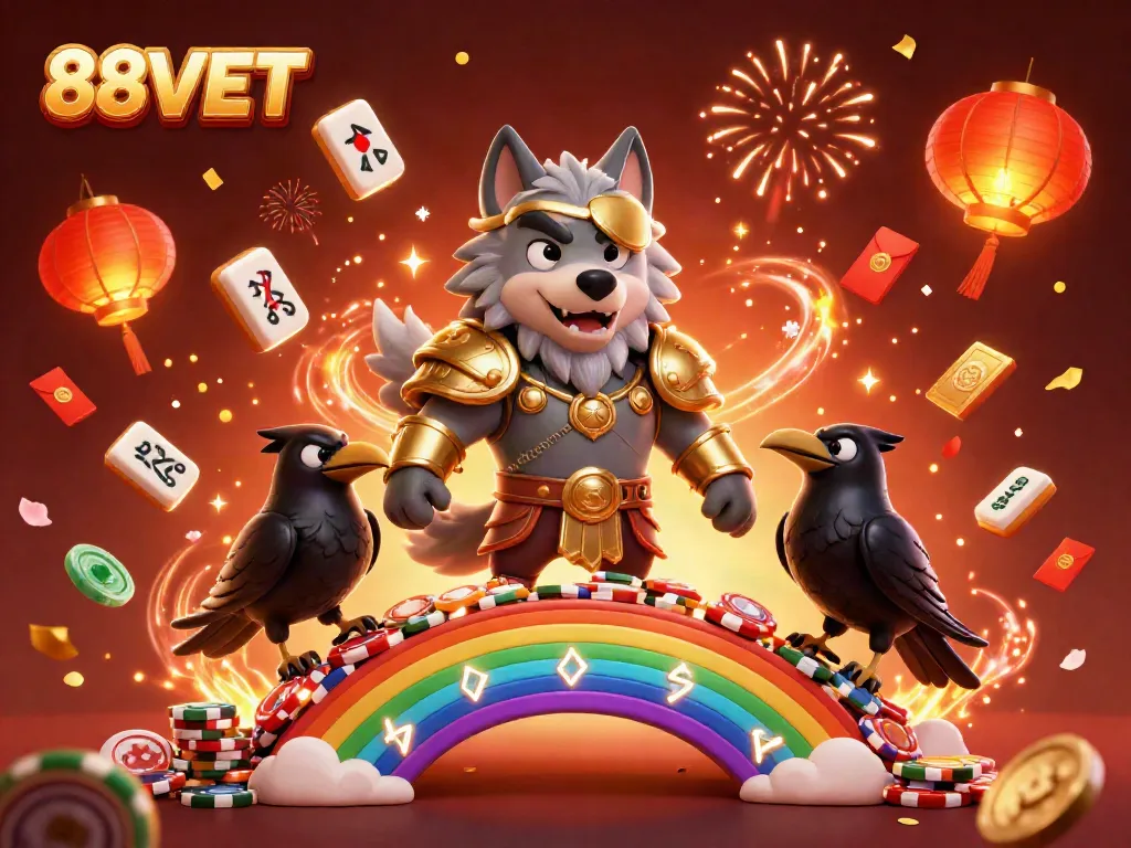 Experience the excitement of 88V BET as Odin and his ravens navigate a vibrant casino world filled with glowing elements.