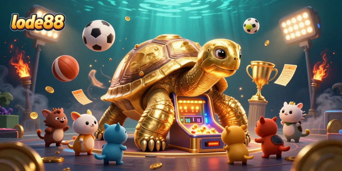 Experience thrilling gameplay at lode88 with vibrant golden tortoise and exciting sports elements.