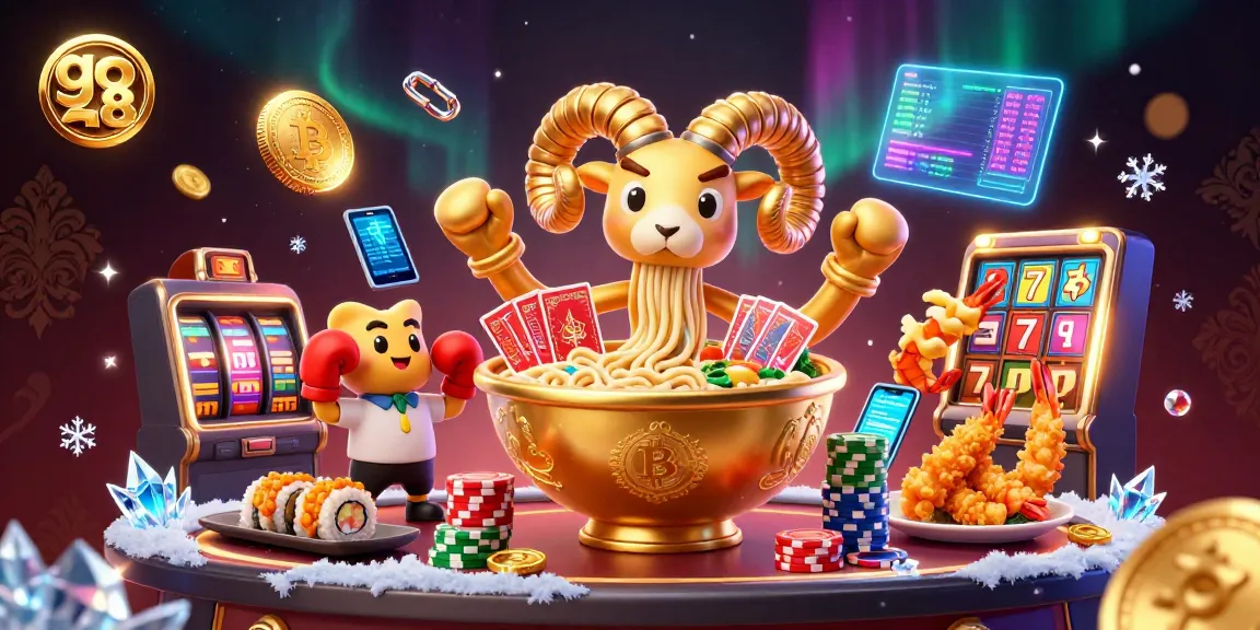 Engage with the go 88 casino experience featuring a vibrant 3D ramen bowl character amidst dynamic gaming elements.