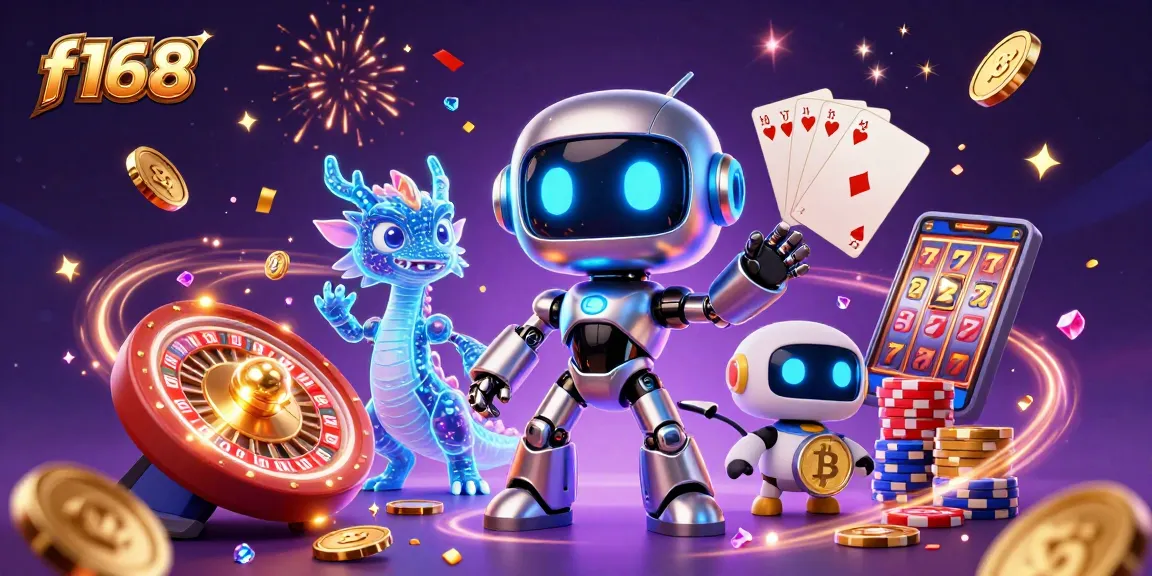 Win big with f168 in an exciting 3D casino scene full of vibrant games and characters.