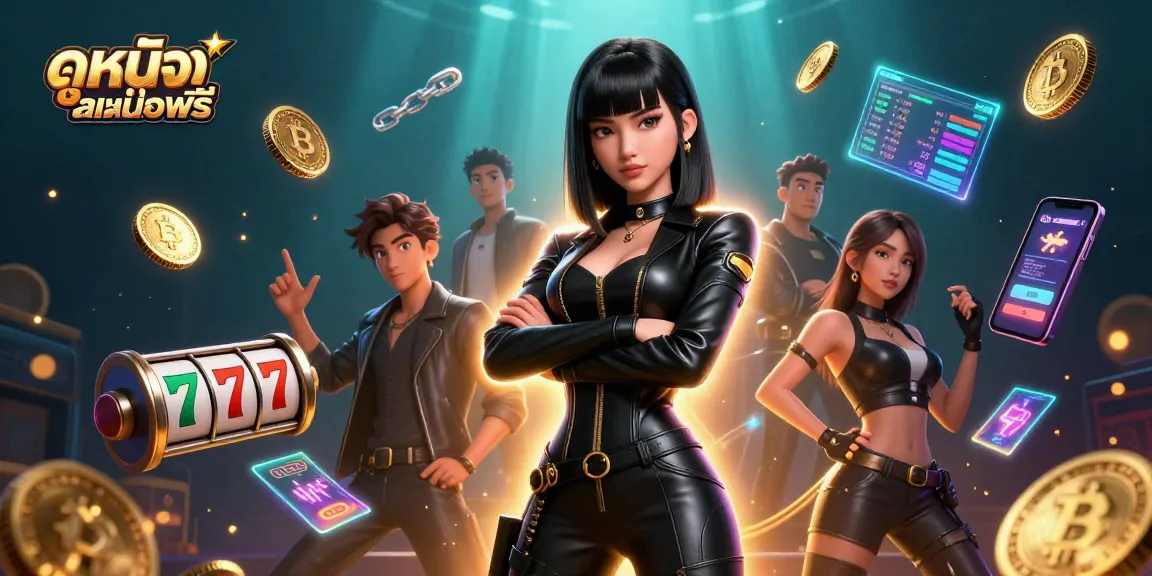 Play ดูหนังออนไลน์ฟรี while winning jackpots with vibrant 3D casino elements in a dazzling illustration.