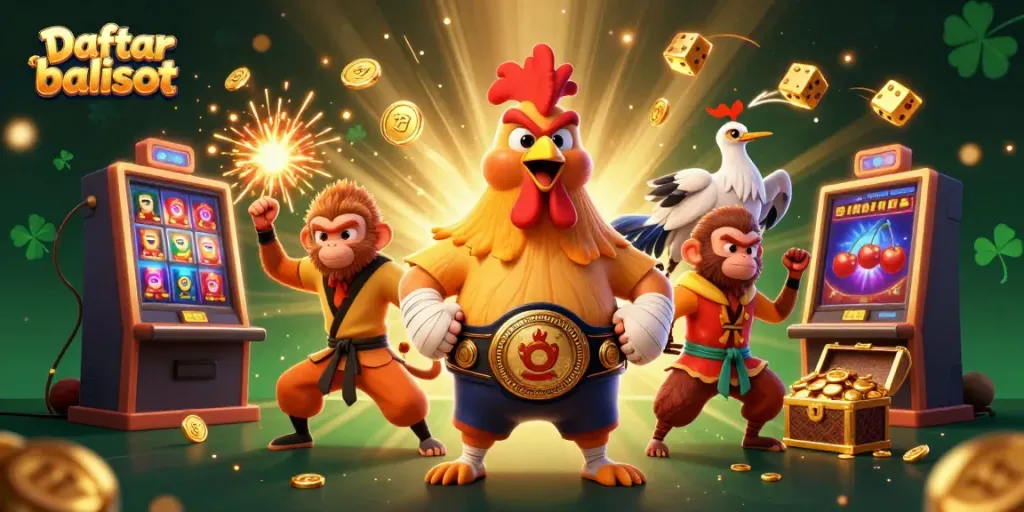 Experience the thrill of Daftar balisot as vibrant characters and casino elements come to life in this dynamic illustration.