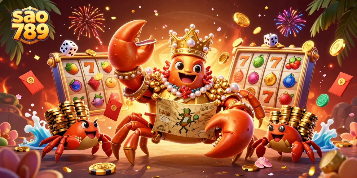 Spin the reels with sao 789's vibrant gaming action, featuring gold chips, lively characters, and casino excitement!