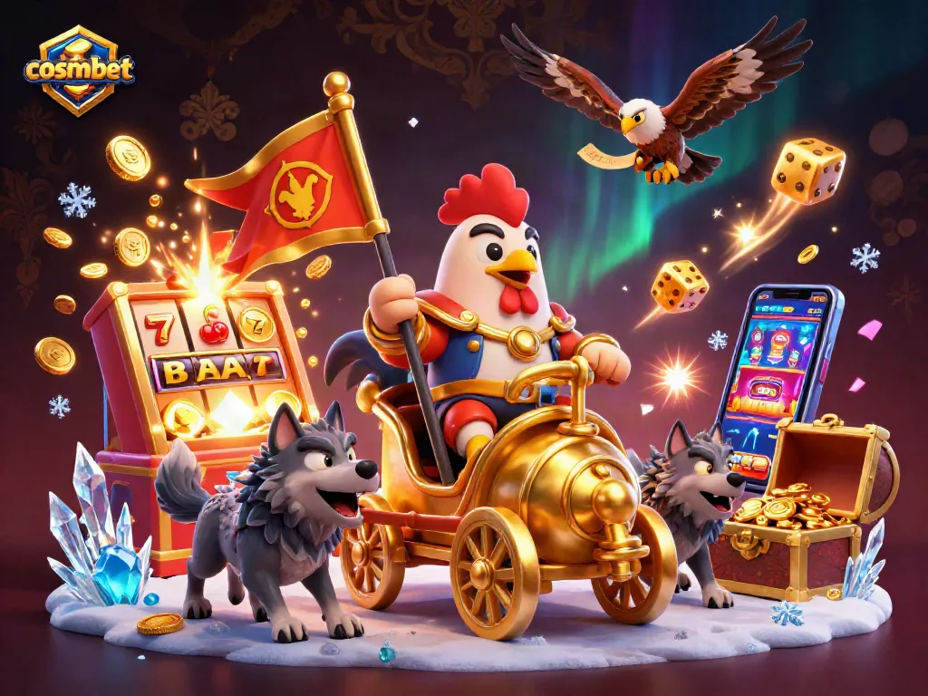 Experience the excitement of cosmobet with vibrant casino elements and striking visuals in this dynamic scene.