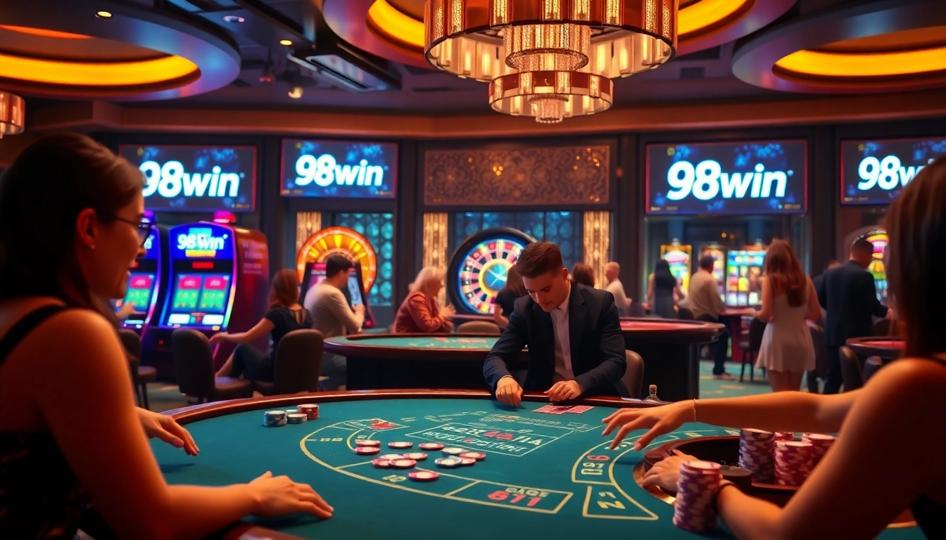 Experience thrilling moments at 98win casino with engaging players at the blackjack table.