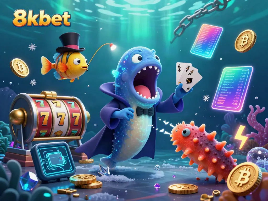 8xbet showcases a lively underwater magic act with unique sea creatures performing gambling tricks.