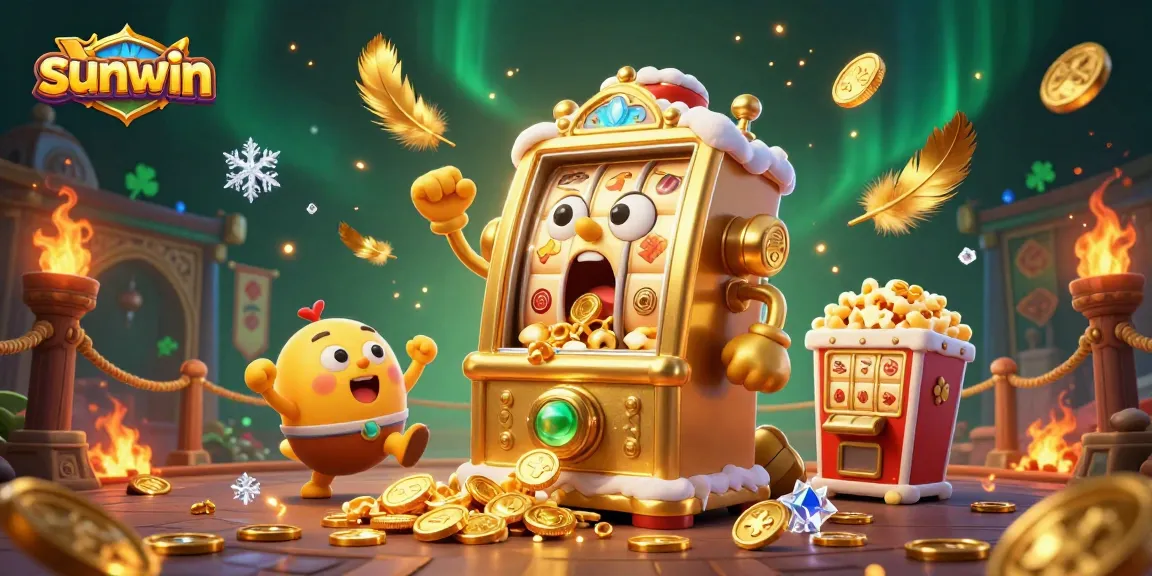 Experience the thrilling action at sunwin with golden slot machines celebrating a jackpot event.