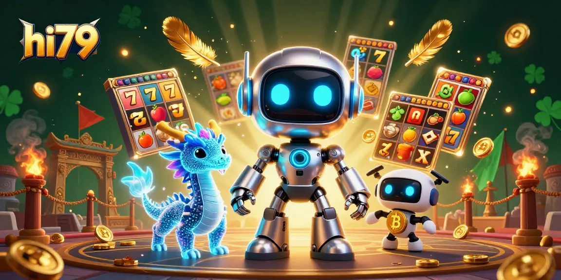 Engage in thrilling gameplay with hi79 through a vibrant neon casino scene filled with characters and dynamic elements.