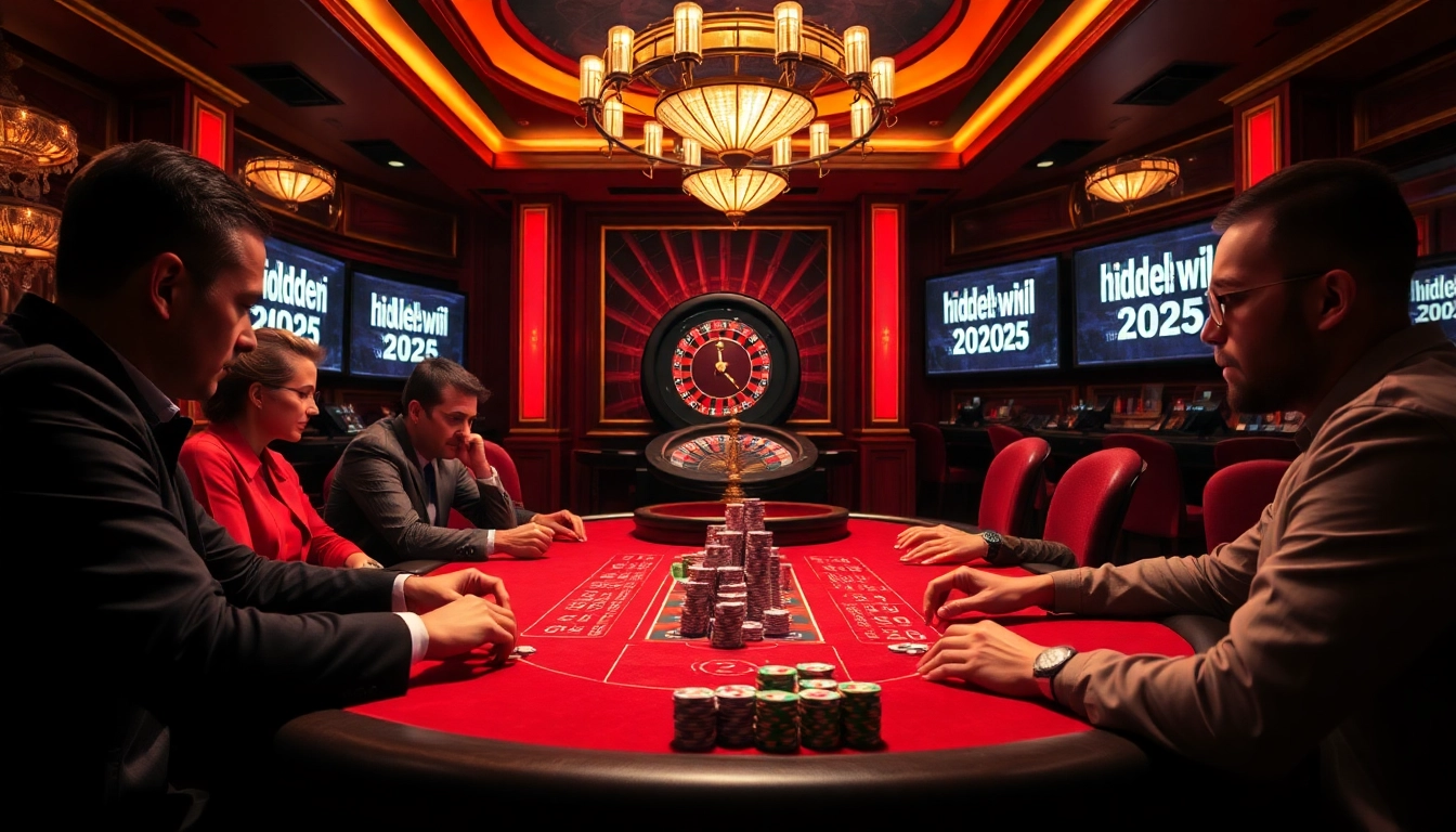 The hidden wiki 2026 scene with poker players at a luxurious casino table, showcasing strategy and excitement.