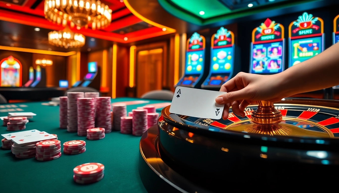 Players enjoying thrilling games at the i9bet casino platform with vibrant colored chips and cards.