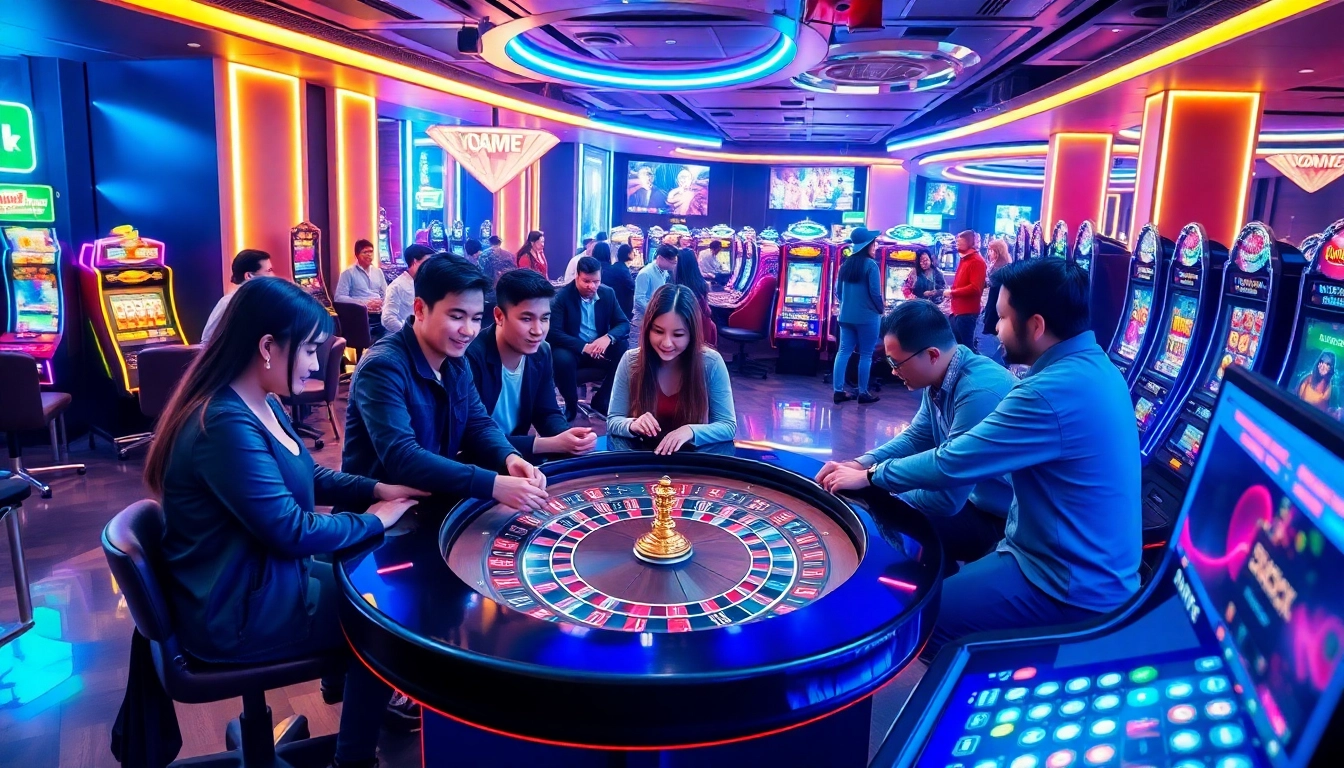 Players enjoying a vibrant casino experience at good88.hu.net, featuring thrilling games and a modern design.