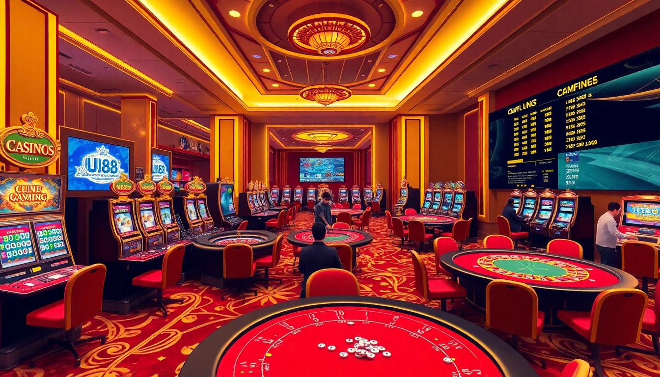 Experience the thrill of gambling with UU88, showcasing vibrant casino games and engaging players.