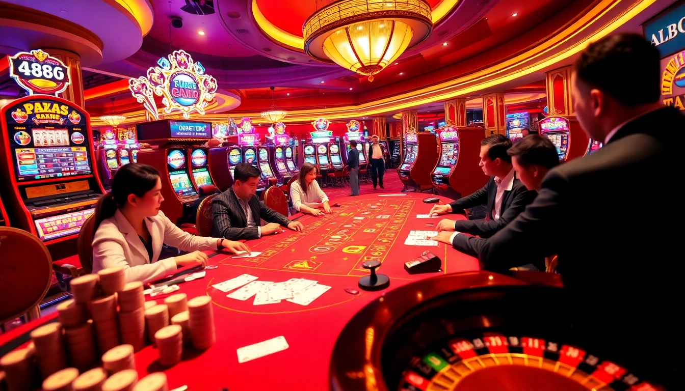 Exciting casino scene featuring u88 poker game with vibrant atmosphere and professional players.