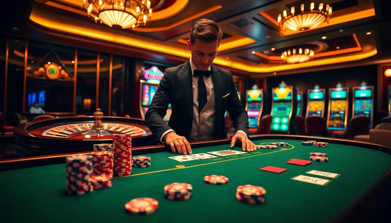 Engaging poker night scene at https://go88vn.blog with vibrant chips and cards, showcasing excitement.