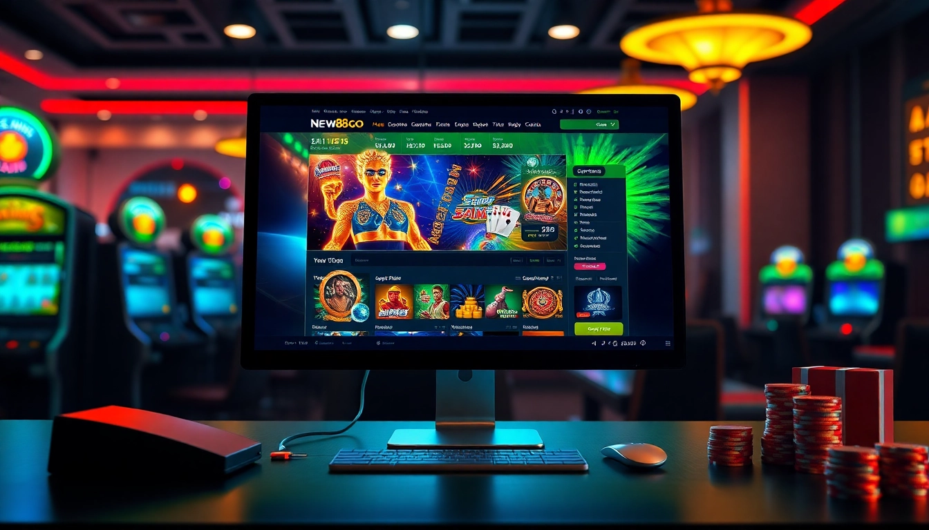 Interactive experience of new88go.com, showcasing vibrant online gambling features and dynamic gaming elements.