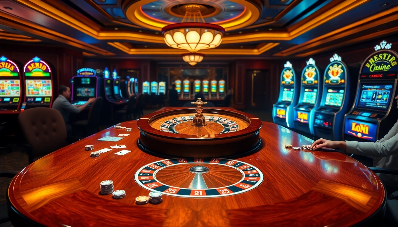 Engage with the vibrant casino scene at hay.win, showcasing roulette, poker chips, and illuminated slot machines.