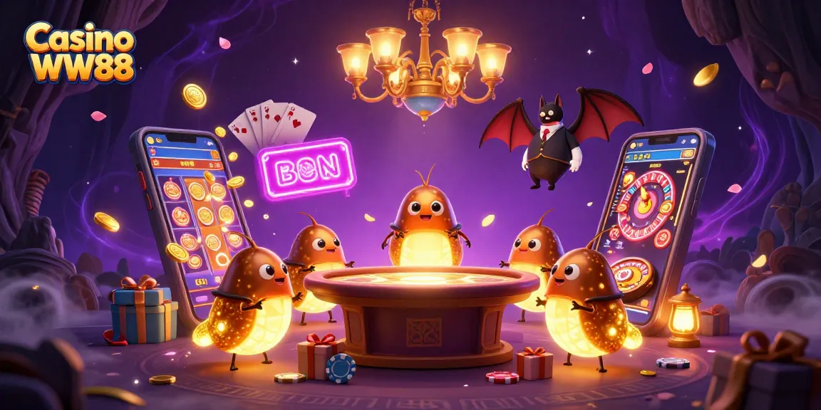 Experience excitement at Casino WW88 with glowworms lighting a dynamic cave casino scene.